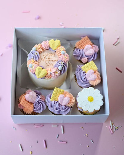 Mother's Day  - Bento Cake with 5 cupcakes