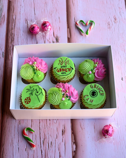 Grinch Christmas Cupcakes - Bespoke Box of 6 or 12
